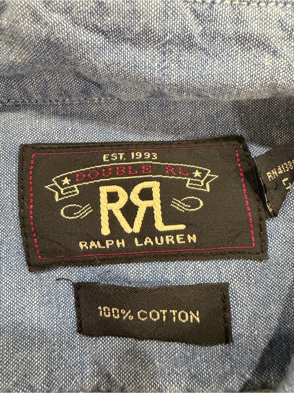 RRL Double RL Ralph Lauren XL Blue Chambray button down- Cotton